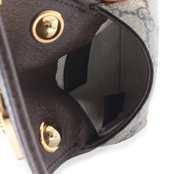 Gucci Brown Leather & GG Supreme Blondie Card Case Wallet - Picture 4 of 7